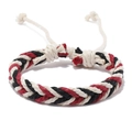 Handgemaakte geweven armband van wastouw in rood zwart en wit verstelbaar - Zwart Wit Rood