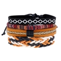 Set di bracciali multistrato in pelle intrecciata stile boho con motivi etnici retrò - Stile Impilabile Bohemien Vintage (HM-70317)