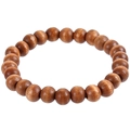 Close-up of wooden bead bracelet with natural brown texture and smooth round beads - Natural Brown Round Bead Style (HM-F0009-B)