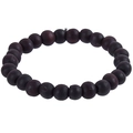 Macro shot of ethnic style deep purple wood beads with natural grain and zen texture - Deep Purple Brown Wood Grain Bead Style (HM-F0009-O)