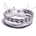 Pulseras trenzadas para parejas hechas a mano en blanco y gris con cierre de nudo - Combinación Gris y Blanco