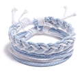 Set de pulseras de cuerda trenzada a mano en azul y blanco para parejas o estudiantes - Combinación Azul y Blanco