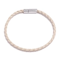 Bracelet corde tressée blanc crème minimaliste avec fermoir magnétique argenté - Blanc Cassé