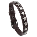 Pulsera punk vintage de cuero marrón oscuro con remaches de estrella y hebilla - Marrón