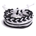 Pulseras de pareja tejidas a mano en blanco y negro con cordones de nudo ajustable - Combinación Negro y Blanco