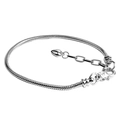 Elegant silver snake chain bracelet with adjustable heart charm and lobster clasp - Silver / 18+5cm
