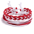 Bracelet d'amitié tressé rouge et blanc fait main avec nœud réglable et design tissé - Combinaison Rouge et Blanc