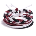 Ensemble de bracelets tressés faits main en noir blanc et bordeaux bohème - Combinaison Bordeaux Noir et Blanc