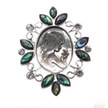 Handgefertigte Vintage-Brosche mit Muschel-Porträt und schillerndem Abalone-Muschel-Dekor - Spitzen-Schönheitskopf-Stil
