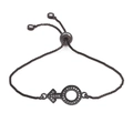 Adjustable gunmetal box chain bracelet featuring a zircon-paved Mars symbol charm - Gun Black
