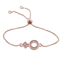 Rose gold adjustable bolo bracelet featuring a micro-paved zircon male symbol pendant - Rose Gold