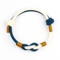 Pulsera tejida a mano para parejas en cordón azul marino y blanco con nudos oro - 4mm / Azul y Blanco Crema
