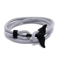 Pulsera náutica de cuerda trenzada gris con cierre de cola de ballena en negro mate - Gris y Cola de Ballena Negra