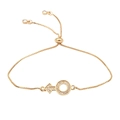 Adjustable gold Mars symbol chain bracelet with micro-paved cubic zirconia stones - Gold