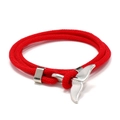 Pulsera artesanal de cuerda roja Milan con gancho de cola de ballena plateada estilo náutico - Rojo y Cola de Ballena Plateada