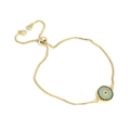 Adjustable gold evil eye bracelet with cubic zirconia and sliding box chain design - Gold