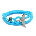 Bracciale nautico fatto a mano in corda azzurra con chiusura in metallo a coda di balena - Blu Lago e Coda di Balena Argento