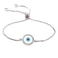 Verstellbares Evil-Eye-Armband mit blauem Zirkon-Mikropflaster in glänzendem Silber - Silber