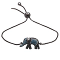 Dettaglio del bracciale a elefante regolabile in metallo nero con zirconi blu micro - Nero Fucile con Strass Blu