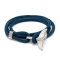 Bracciale fatto a mano in corda Milano blu scuro con chiusura a ancora coda di balena - Azzurro e Coda di Balena Argento