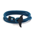 Bracciale nautico in corda intrecciata blu pavone con chiusura a coda di balena nera - Azzurro e Coda di Balena Nera