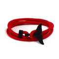 Bracciale in corda intrecciata rossa multistrato con chiusura a coda di balena nera - Rosso e Coda di Balena Nera
