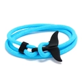 Braccialetto artigianale in corda intrecciata blu acceso con chiusura a forma di coda di balena - Blu Lago e Coda di Balena Nera