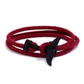Bracciale nautico in corda rosso scuro fatto a mano con chiusura a coda di balena nera - Rosso Vino e Coda di Balena Nera