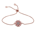 Bracciale regolabile in oro rosa con pietre di zircone colorate e cornice ottagonale - Oro rosa