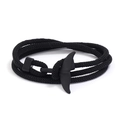 Bracciale in corda intrecciata nera fatto a mano con chiusura ad ancora a coda di balena - Nero e Coda di Balena Nera