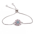 Bracciale regolabile in argento con pendente ottagonale in zircone colorato e chiusura a sfera - Platino
