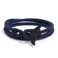 Bracciale intrecciato a mano blu navy con chiusura ad ancora a coda di balena nera opaca - Blu Notte e Coda di Balena Nera