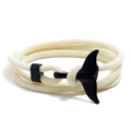 Bracciale nautico fatto a mano in corda intrecciata bianca con chiusura a coda di balena - Crema e Coda di Balena Nera