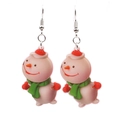 Christmas snowman dangle earrings with festive red hat and green scarf for women - Red Snowman
