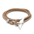 Bracciale in corda intrecciata kaki fatto a mano con chiusura ad ancora a coda di balena - Cachi e Coda di Balena Argento