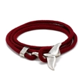 Bracciale in corda milanese rosso scuro con chiusura a coda di balena in metallo argento - Rosso Vino e Coda di Balena Argento