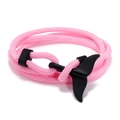 Bracciale nautico in corda rosa intrecciata con fibbia a coda di balena nera - Rosa e Coda di Balena Nera