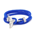 Bracciale artigianale in corda Milan blu reale con ciondolo a coda di balena argento - Blu Reale e Coda di Balena Argento