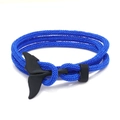 Bracciale minimalista in corda intrecciata blu con chiusura a coda di balena nera - Blu Reale e Coda di Balena Nera