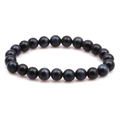 Polished 8mm dark blue tiger eye beaded bracelet for women and men in a classic round design - Deep Blue Tiger Eye