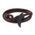 Bracciale a corda intrecciata marrone scuro fatto a mano con ciondolo a coda di balena - Caffè e Coda di Balena Nera