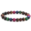 Handmade 8mm colorful tiger eye stone beaded bracelet with glossy natural stone texture - Colorful Tiger Eye