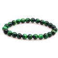 Green tiger eye stone beaded bracelet 8mm featuring chatoyancy effect on white background - Green Tiger Eye