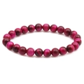 Vibrant rose red tiger eye stone beaded bracelet with 8mm round natural beads and cat eye effect - Rose Red Tiger Eye
