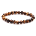 Polished 8mm tiger eye stone beaded bracelet with natural brown and gold cat-eye effect - Yellow Tiger Eye