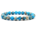 8mm royal blue imperial stone beaded bracelet with polished round agate beads - Lake Blue Emperor Stone