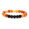 Pulsera minimalista de cuentas de ágata naranja de 8mm y piedras de lava volcánica negra - Cuentas de 8mm / Rosa Rojo Rayado