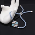 Bracciale blu malocchio con corda intrecciata regolabile e ciondolo in zirconi - Blu