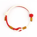 Pulsera de pareja tejida en rojo y blanco hecha a mano con detalles de hilo dorado - 3mm / Rojo y Blanco Crema