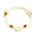 Pulsera tejida artesanal blanca crema ajustable con detalles de nudos en color marrón - 4mm / Blanco Roto